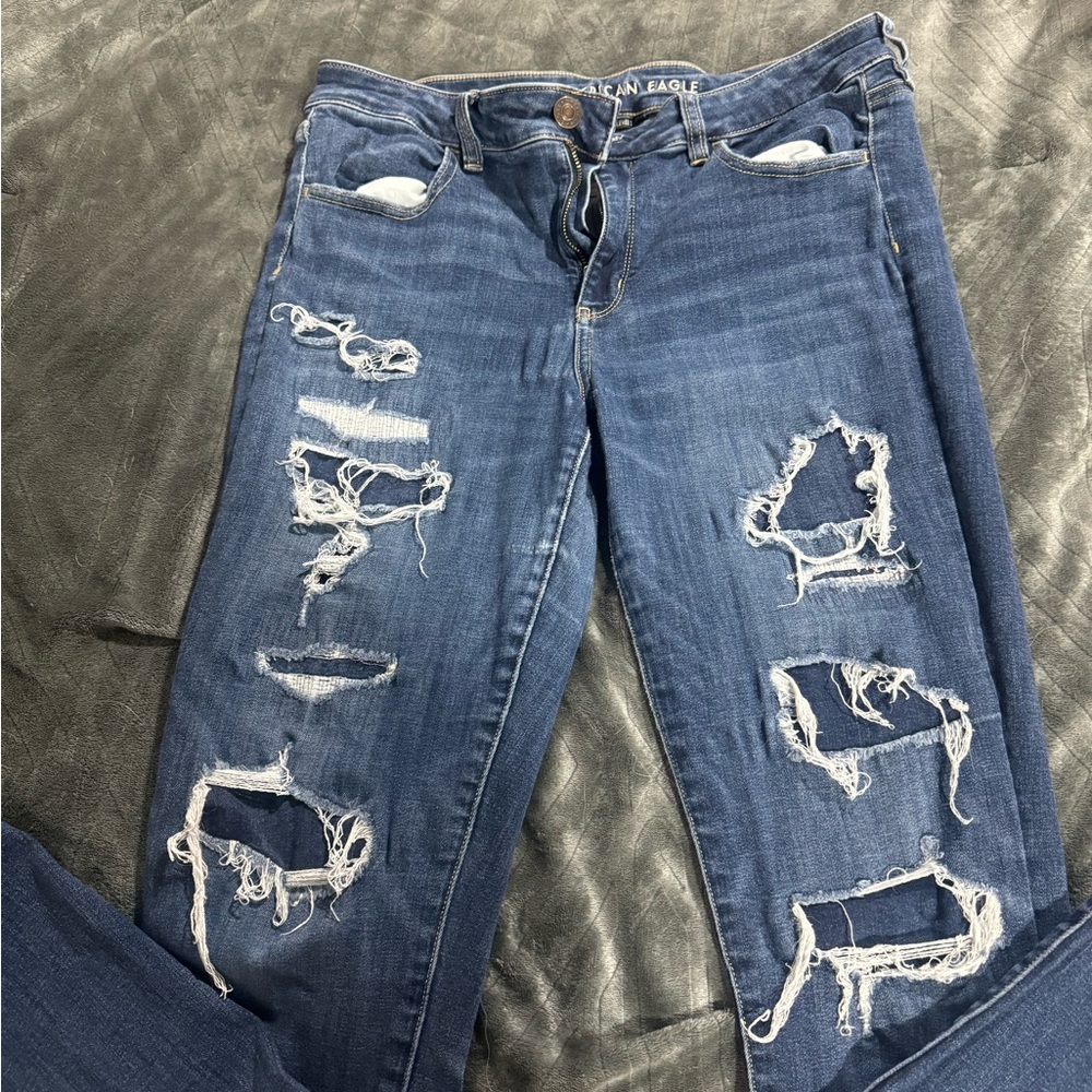 American Eagle Outfitters Women's Ripped Blue Skinny Jeans